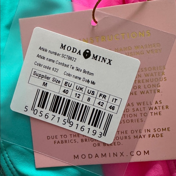 MODA MIX DOLLY MIX Halter Bikini SET Triangle Top XL Bottoms M Sarong O/S NWT - Picture 5 of 7